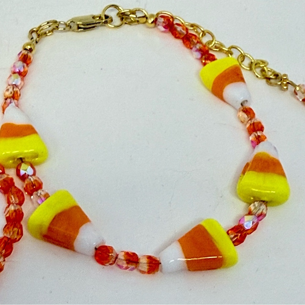 Hand Crafted Candy Corn Bracelet - Orange and Yellow - Picture 6 of 10